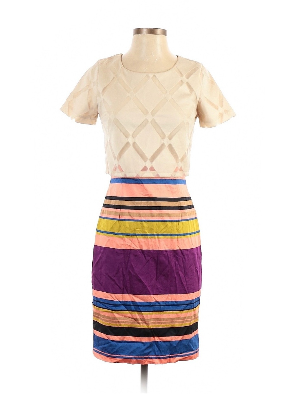 Weston Wear Cream Bodice Multicolor Stripe Midi Dress